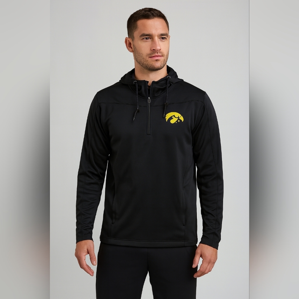 White Bear Clothing Co 3/4 Zip Moisture Wicking Hawkeyes Performance Hoodie SzS